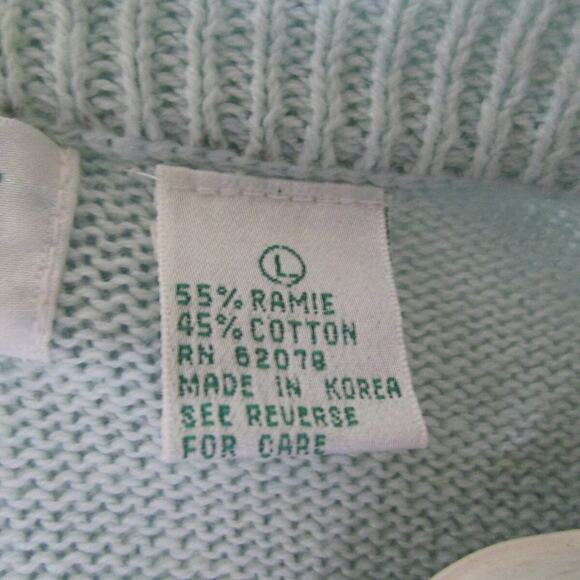 Shenanigans Knit Pullover Geometric Appliques Large Pastel Green Vintage 1980s - Picture 9 of 10